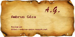 Ambrus Géza névjegykártya