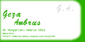 geza ambrus business card