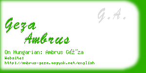 geza ambrus business card